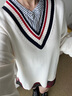 TOMMY HILFIGER25新款秋冬女裝經(jīng)典復(fù)古美式學(xué)院風(fēng)拼色V領(lǐng)套頭針織衫06079 米白色YBI XS （推薦：100斤以下） 曬單實(shí)拍圖