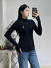 Teenie Weenie小熊女裝T恤2025秋季新款柔軟舒適小高領(lǐng)長(zhǎng)袖打底衫 黑色 S 曬單實(shí)拍圖