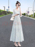 絲柏舍V領(lǐng)連衣裙2025夏裝新款女裝收腰顯瘦溫柔風(fēng)喇叭袖碎花裙 曬單實(shí)拍圖