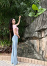 班尼路牛仔褲女微喇叭褲子女裝新款高腰緊身顯瘦彈力潮流辣妹百搭長褲女 淺藍#純色 【挺闊舒適】 M 曬單實拍圖