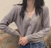 芭芙達(dá)妮薄款針織衫女春秋韓版寬松毛衣外穿短款百搭V領(lǐng)打底衫外套開衫 灰色 M 曬單實(shí)拍圖