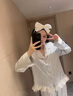 初秋真絲睡衣女性感純欲風(fēng)燙銀蝴蝶結家居服套裝送閨蜜女友禮盒裝 藍調獨白【吊帶+短褲+長(cháng)袖+長(cháng)褲】 M 80-100斤 曬單實(shí)拍圖