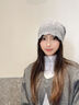 CACUSS帽子女秋冬針織帽包頭毛線(xiàn)帽時(shí)尚顯臉小套頭帽鏤空堆堆帽 深灰色 曬單實(shí)拍圖