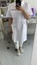 保羅嵐芝護士工作服定制女夏季薄款短袖白大褂口腔醫(yī)院藥店美容院醫(yī)生服裝 TL-8009-白色圓領-半袖大褂-女款 XL 曬單實拍圖