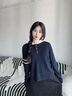 POLOWALK女式長(zhǎng)袖針織衫2025秋季新品連帽撞色休閑上衣時(shí)尚外套 藏青 M /160 曬單實(shí)拍圖