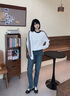 森馬（Semir）[商場(chǎng)同款]牛仔褲女加絨做舊長(cháng)褲復古2024新款冬季顯瘦直筒褲 牛仔黃泥染80325 28 曬單實(shí)拍圖
