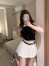 多菲尼森 白色半身裙百褶裙女夏季2025新款高腰顯瘦辣妹防走光短褲裙褲 百褶花苞裙+腰帶白色 S 【80-90斤】 曬單實(shí)拍圖