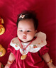 G.DUCKKIDS小黃鴨嬰兒包屁衣春秋長袖新生兒連體衣女寶寶公主滿月周歲哈衣 酒紅色夏款 加襪子 66cm 尺碼建議0-3個月8-12斤 曬單實拍圖