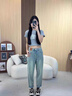 薩拉維夫（SLLAVIF）英國品牌時(shí)尚高檔淺色哈倫牛仔褲女夏季2025新款小個(gè)子高腰羅卜褲 冰川藍 S 89-98斤選 曬單實(shí)拍圖