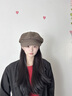 七色紡貝雷帽女秋冬季帽子女八角帽女士報童畫(huà)家帽鴨舌貝雷帽 咖啡色 曬單實(shí)拍圖
