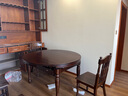 一具一家美式鄉村全實(shí)木餐桌可伸縮折疊桌子小美式復古餐廳家用飯桌 【一桌四硬板椅】實(shí)木導軌1.35M 曬單實(shí)拍圖