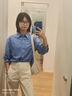 優(yōu)衣庫女裝/男女同款牛津紡箱型襯衫/襯衣合作款25秋冬新款479974 479974/64湖藍色 M /160/84A 曬單實拍圖