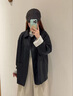 RHUDE FOG品牌女裝皮衣外套女2025春秋新款韓版寬松休閑百搭復古輕熟風(fēng) 黑色 M 曬單實(shí)拍圖