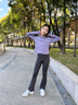 優(yōu)優(yōu)1點（Yoyo one）女童套裝春秋2025新款洋氣兒童衛(wèi)衣喇叭褲12歲女孩大童運動服秋裝 18328黑色10153紫色 160 160cm 曬單實拍圖