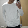 名創(chuàng)優(yōu)品（MINISO）美式長袖t恤男純棉重磅圓領(lǐng)上衣大碼寬松潮流打底衫男款運(yùn)動秋裝 白色 L /175(30天質(zhì)量問題全額退) 曬單實(shí)拍圖
