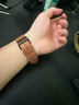 istrap蘋果手表表帶真皮愛馬仕同款牛皮適用apple watch表帶S10/9/8/7/6/5/SE男女士iWatch ultra2手表帶 淺棕白線丨黑色配件 44/45/46MM表盤【適用Wat 曬單實拍圖