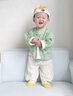 G.DUCKKIDS小黃鴨童裝寶寶套裝夏季薄款兒童漢服男孩子周歲禮服嬰兒衣服夏裝 綠色 80 尺碼建議9-12個月cm 曬單實拍圖