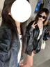 QGF美式pu皮衣外套女春秋季新款機車夾克小個子寬松休閑設計感上衣服 黑色 2XL 曬單實拍圖