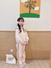 G.DUCKKIDS童裝女童秋季套裝兒童衣服女大童春秋款大領(lǐng)子衛(wèi)衣褲子兩件套學(xué)生 米白色 160 尺碼13~14歲【150-160cm】 曬單實拍圖