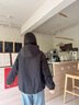 鴨鴨輕薄羽絨服女秋冬2025年新款小個子韓版時尚寬松連帽羽絨夾克外套 黑色 XL 曬單實拍圖