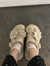 七色紡洞洞鞋女士泡芙花DIY夏季沙灘顯瘦厚底增高跟松糕涼拖鞋 卡 37-38 曬單實(shí)拍圖