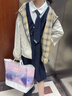 E·LAND KIDS零染科技童裝2025夏新品女童徽章刺繡假兩件連衣裙 Navy藏青色/59 140 cm 曬單實(shí)拍圖