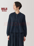 無印良品（MUJI） 女式 棉紗長袖罩衫女士襯衫襯衣內(nèi)搭秋款女裝春季 上衣 BC2KUA4A 深藏青色 L (165/88A) 曬單實拍圖