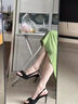 貞喜氣仙女風(fēng)小涼拖鞋女鞋子外穿新款夏季性感后空蝴蝶結(jié)氣質(zhì)涼鞋露趾 黑色 8cm 38 曬單實(shí)拍圖