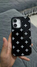 坦虎黑白十字花蘋(píng)果16pro手機殼黑鏡面iPhone15手機殼14時(shí)尚13防摔12p 磨砂黑-黑鏡面-559608白色十字花（單殼） 蘋(píng)果16promax 曬單實(shí)拍圖