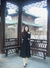 欣妃羽欣妃羽黑色長(cháng)袖針織連衣裙女春2025新款高級感法式A字裙黑色L 曬單實(shí)拍圖