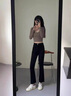 TKSY黑色高腰微喇叭牛仔褲女2025春夏薄款分寬松梨形身材顯瘦長(zhǎng)褲 黑色長(zhǎng)褲(加絨款) 26 曬單實(shí)拍圖