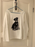 妙奕嘉白色純棉長(cháng)袖短袖t恤女士夏秋2025新款寬松正肩t恤衫斜肩上衣半袖 白色小狗印花辣妹斜肩【均碼-長(cháng)袖】 XL 【建議130斤以?xún)取?曬單實(shí)拍圖