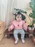 優(yōu)奇女童套裝秋裝2025新款洋氣寶寶上衣嬰兒打底褲春秋季時髦兒童衣服 粉色上衣+灰色打底褲 90 曬單實拍圖