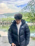 駱駝火山PRO鵝絨服情侶款面包服2025新款鵝絨速暖羽絨服連帽防風(fēng)外套 幻影黑 L 曬單實(shí)拍圖