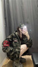 LDBE潮牌迷彩開(kāi)衫衛衣外套女春秋美式復古寬松拉鏈連帽上衣設計感小眾 圖片色 M 80-100斤 曬單實(shí)拍圖