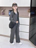 女童秋季新款洋氣時(shí)髦兩件套2025女孩春秋童裝休閑針織套裝中大童 灰色針織套裝 160 曬單實(shí)拍圖