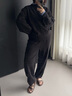 KEIGAN/開(kāi)間棉萊賽爾羊毛時(shí)髦剪刀領(lǐng)寬松廓形衛衣束腳衛褲套裝 經(jīng)典黑(衛褲) M 36 曬單實(shí)拍圖