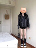 RHUDE FOG品牌女裝美式復(fù)古皮衣外套女2025春秋新款時(shí)尚休閑顯瘦高級(jí)感酷颯 黑色 M 曬單實(shí)拍圖