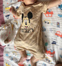 迪士尼（Disney）嬰兒衣服夏季0-2歲寶寶短袖連體衣男孩卡通新生兒棉質(zhì)薄款爬服 卡通米奇頭連體衣 卡其色 73cm 73尺碼 曬單實(shí)拍圖