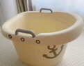 勞可里尼（NOCOLLINY）兒童泡澡桶 加厚寶寶洗澡桶 嬰兒洗澡盆游泳桶家用沐浴桶洗澡神器 【0-10歲】加厚款浴桶+浴凳丨白 材質(zhì)：食品級(jí)PP原料，無添加回料 曬單實(shí)拍圖