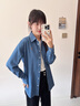 POLOWALK長袖襯衫女式2025春季新品時尚氣質(zhì)通勤寬松百搭上衣外套 牛仔藍 XL /170 曬單實拍圖