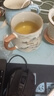 青花汝窯茶杯水杯陶瓷帶蓋茶水分離可定制送禮家用高檔辦公馬克杯 汝窯千里江山-辦公杯 曬單實(shí)拍圖