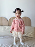 幼歌（YOUGE）嬰幼兒秋季新款萌趣娃娃領(lǐng)毛衣開(kāi)衫寶寶親膚抗起球上衣 粉色 80 cm 曬單實(shí)拍圖