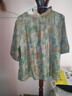 啄木鳥(niǎo)（TUCANO）2025夏季新款時(shí)尚女裝復古印花苧麻短袖襯衫寬松輕薄亞麻小衫上衣 綠色花 XL 【建議120-150斤】 曬單實(shí)拍圖