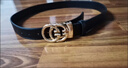 chongsukei小&ck網(wǎng)紅真皮時(shí)尚打孔皮帶女潮流簡(jiǎn)約百搭牛仔褲腰帶ins風(fēng)裝飾西 紅色金扣寬3.4CM 100cm 曬單實(shí)拍圖