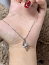 S999純銀項鏈配飾女鎖骨鏈輕奢小眾高級吊墜情人節生日禮物送女友 S999足銀項鏈（藍)+專(zhuān)柜禮盒+證書(shū) 曬單實(shí)拍圖