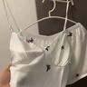 真絲睡衣女吊帶短褲套裝蝴蝶印花性感吊帶高級感純欲風家居服套裝 印花蝴蝶-白【吊帶+短褲】 XL 110-130斤 曬單實拍圖