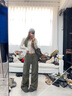拉夏貝爾美式窄版直筒工裝褲女2025秋新款傘兵運動(dòng)褲 軍綠色【小個(gè)子】 M 曬單實(shí)拍圖