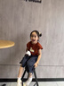 迪士尼寶寶女小童夏季短袖套裝2025新款女寶寶洋氣時(shí)髦夏裝小女孩韓范兩件套 純棉上衣 單上衣(沒(méi)有包包) 110 建議100-110cm2-3歲 建議身 曬單實(shí)拍圖