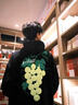 燦圖美式高街葡萄刺繡連帽衛(wèi)衣男春秋季hiphop寬松休閑情侶裝上衣外套 黑色【薄款】 XL 曬單實(shí)拍圖